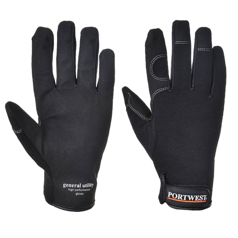 Portwest Black General Utility Gloves A700BK Gloves.co.uk